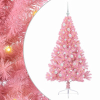 Produktbild för Konstgjord Förbelyst Julgran med 150 LED-lampor Rosa 150 cm PVC