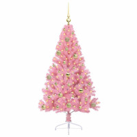 Produktbild för Konstgjord Förbelyst Julgran med 150 LED-lampor Rosa 150 cm PVC