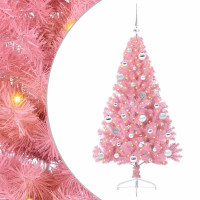 Produktbild för Konstgjord Förbelyst Julgran med 150 LED-lampor Rosa 150 cm PVC