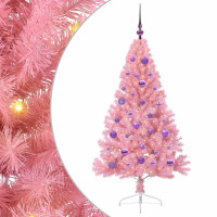 Produktbild för Konstgjord Förbelyst Julgran med 150 LED-lampor Rosa 150 cm PVC