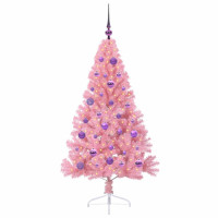 Produktbild för Konstgjord Förbelyst Julgran med 150 LED-lampor Rosa 150 cm PVC
