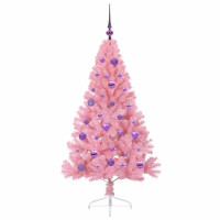 Produktbild för Konstgjord Förbelyst Julgran med 150 LED-lampor Rosa 150 cm PVC
