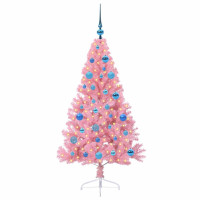 Produktbild för Konstgjord Förbelyst Julgran med 150 LED-lampor Rosa 150 cm PVC