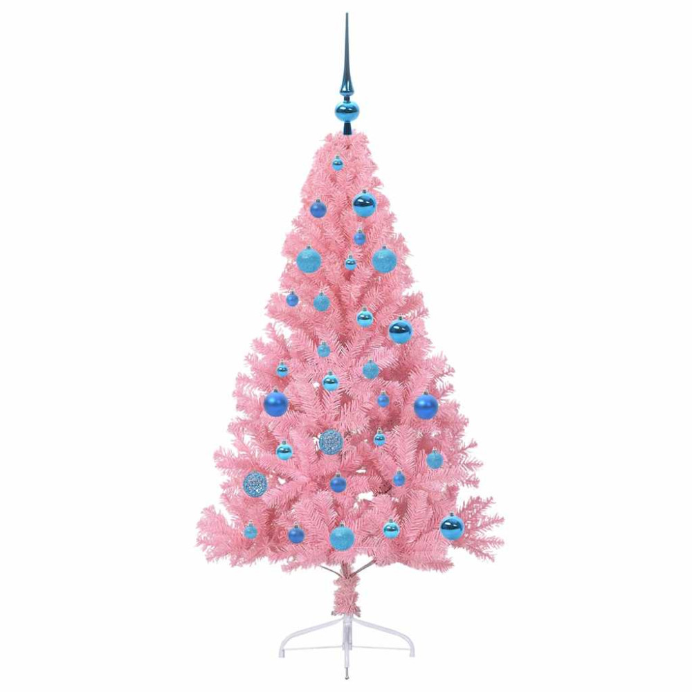 Produktbild för Konstgjord Förbelyst Julgran med 150 LED-lampor Rosa 150 cm PVC