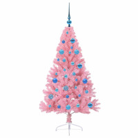 Produktbild för Konstgjord Förbelyst Julgran med 150 LED-lampor Rosa 150 cm PVC