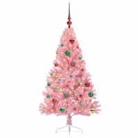Produktbild för Konstgjord Förbelyst Julgran med 150 LED-lampor Rosa 150 cm PVC