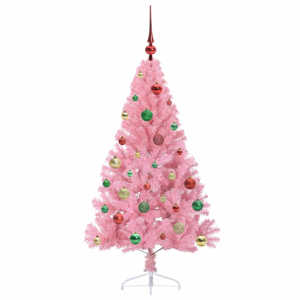 Produktbild för Konstgjord Förbelyst Julgran med 150 LED-lampor Rosa 150 cm PVC