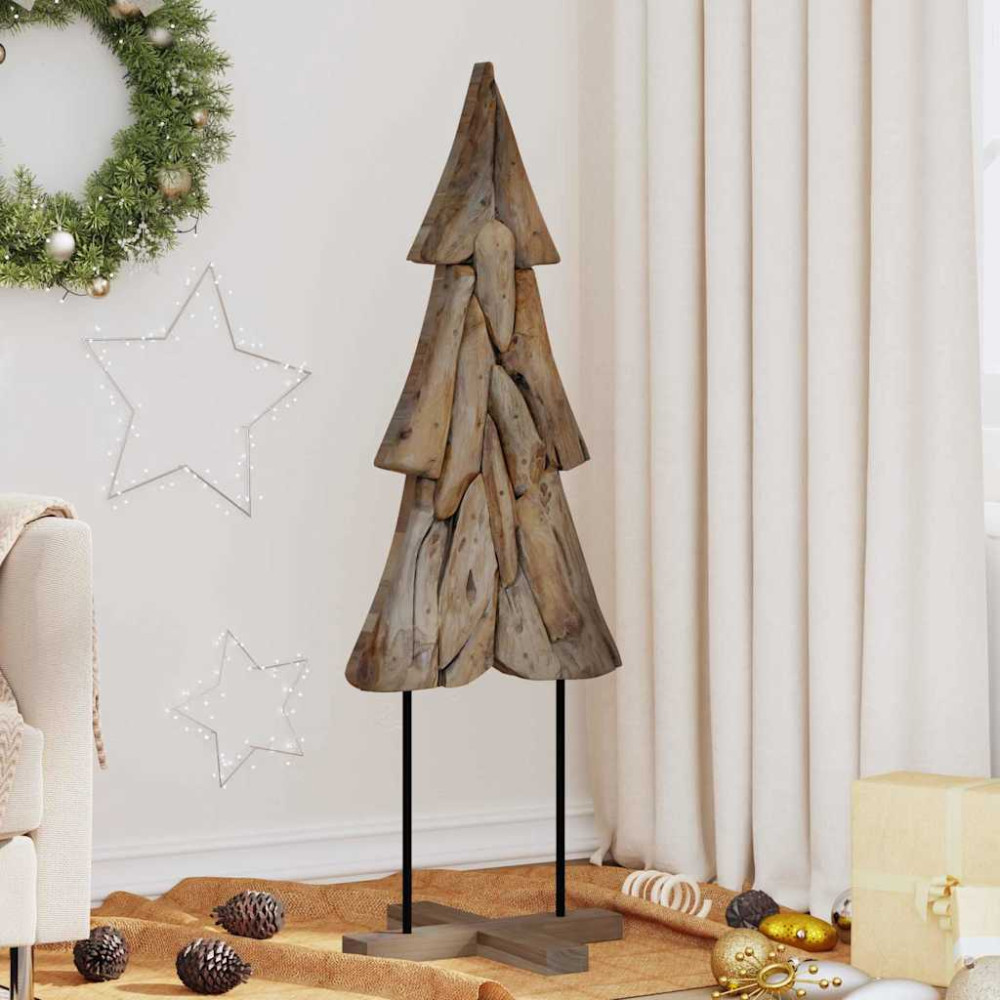 Produktbild för Julgran med stativ Brun 121 cm Massivt teakträ