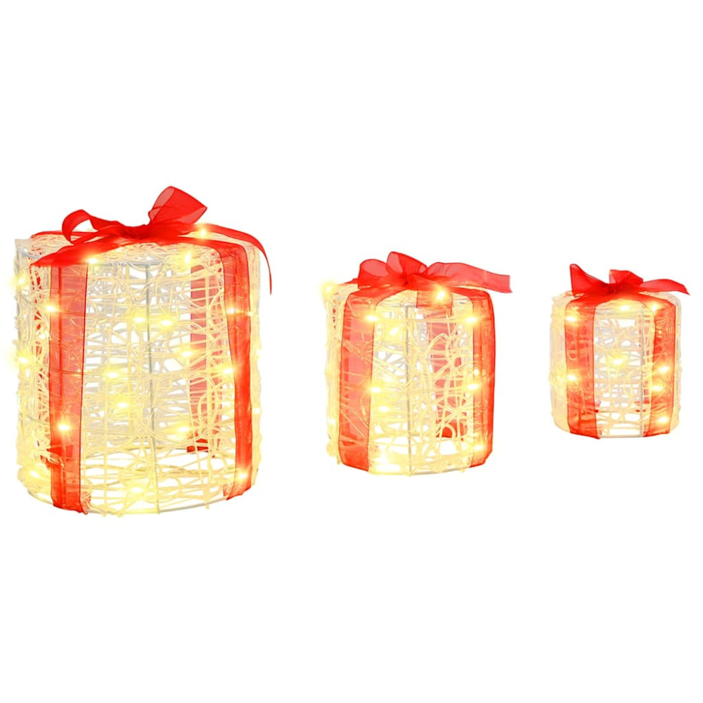 Produktbild för Dekor av Gåva Box 3 pcs Varmvit 20 x 20 x 21 cm Akryl