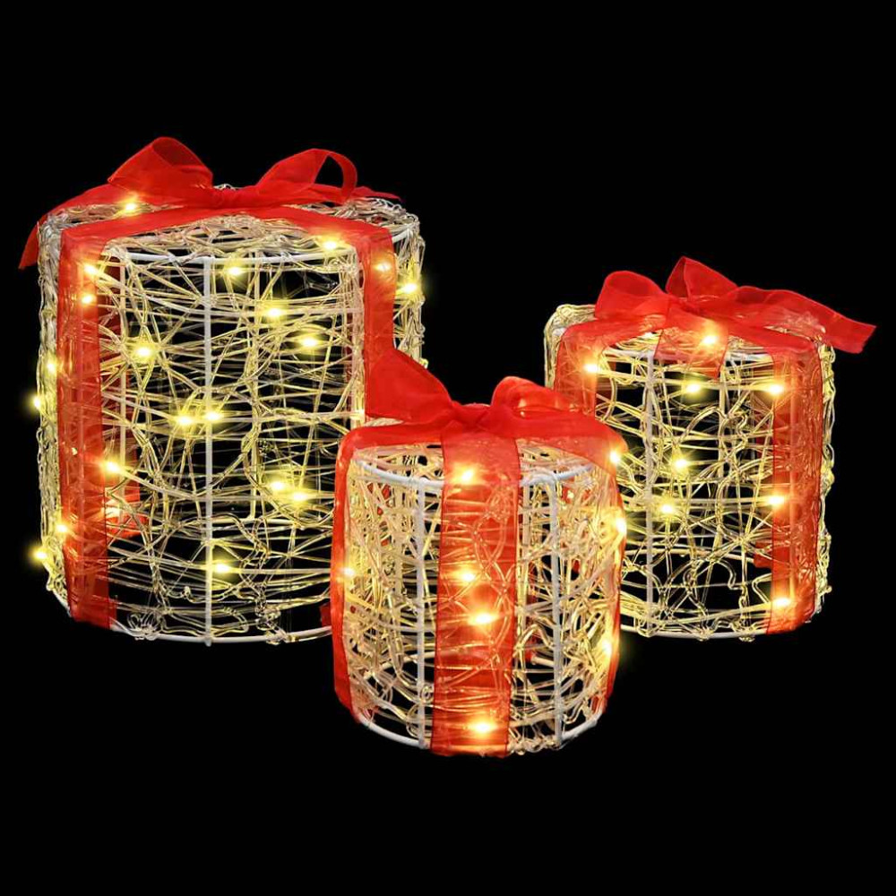 Produktbild för Dekor av Gåva Box 3 pcs Varmvit 20 x 20 x 21 cm Akryl