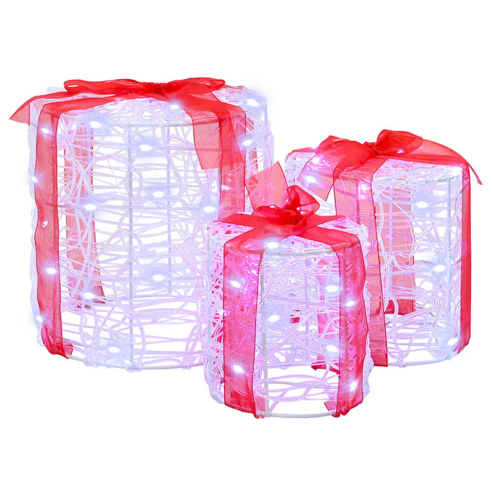 Produktbild för Dekor av Gåva Box 3 pcs Kallvit 20 x 20 x 21 cm Akryl