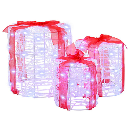 vidaXL Dekor av Gåva Box 3 pcs Kallvit 20 x 20 x 21 cm Akryl