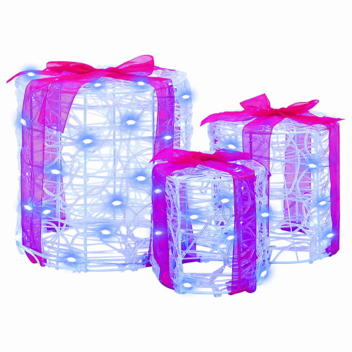 vidaXL Dekor av Gåva Box 3 pcs Blå 20 x 20 x 21 cm Akryl