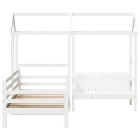 Produktbild för Dagbädd med bänk och tak vit 80x200 cm massiv furu