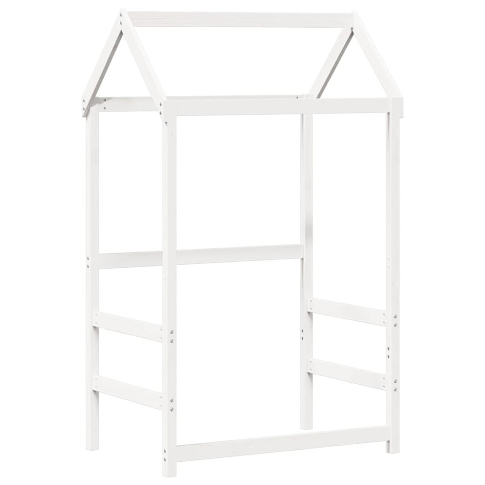 Produktbild för Dagbädd med bänk och tak vit 80x200 cm massiv furu