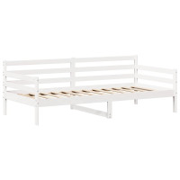 Produktbild för Dagbädd med bänk och tak vit 80x200 cm massiv furu