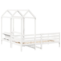 Produktbild för Dagbädd med bänk och tak vit 80x200 cm massiv furu