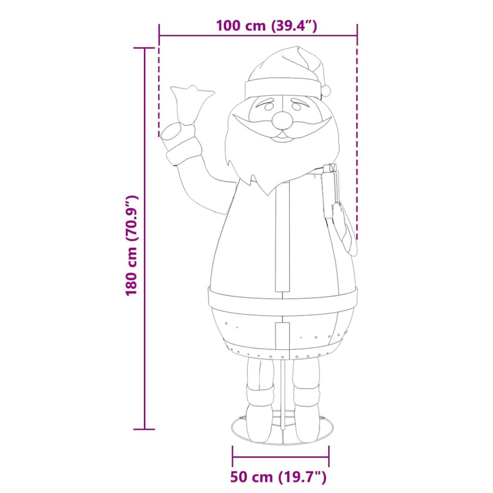 Produktbild för Jultomte med 200 LED-lampor Varmvit 100 x 180 cm tyg