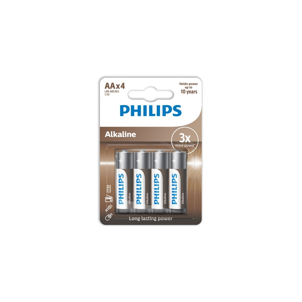 Produktbild för Philips AA-batteri LR6 blister 4 st alkaliskt Phil-LR6A4B/10