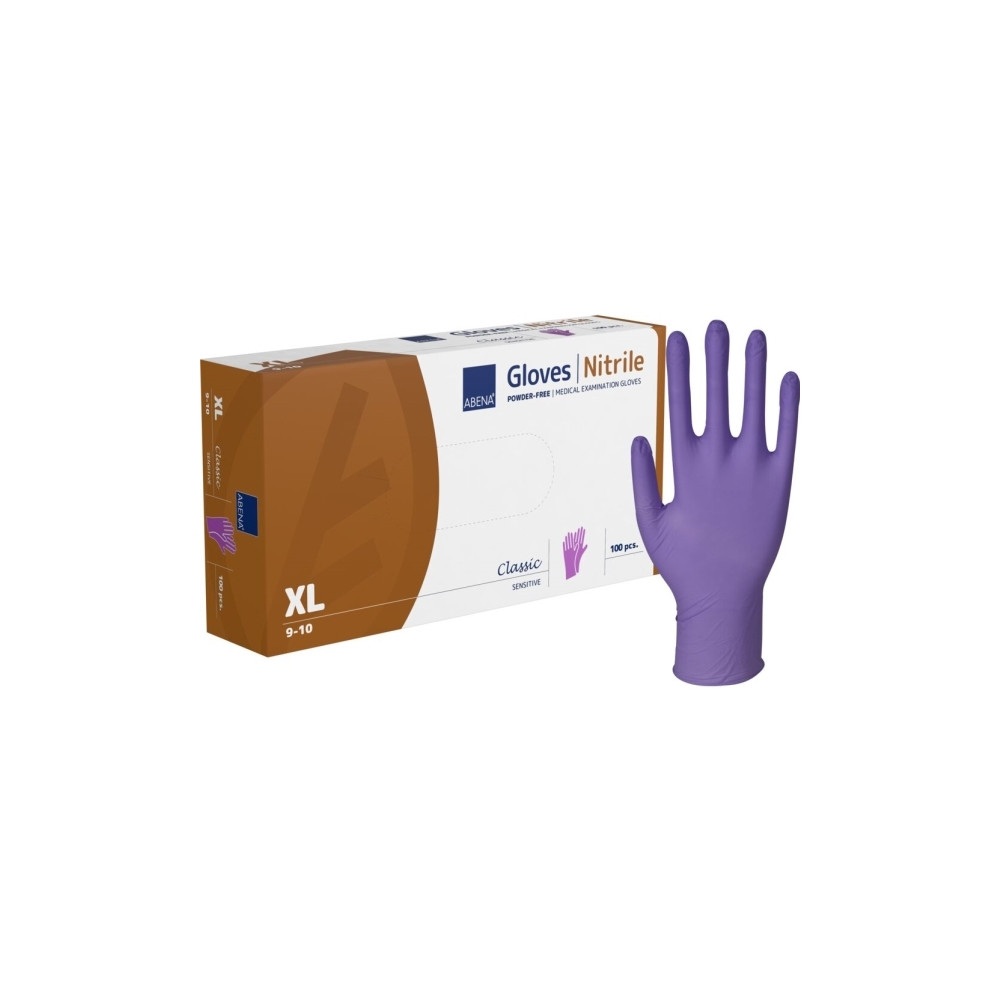 Produktbild för Abena - handskar - extra large - nitrilgummi - lila (paket om 100)