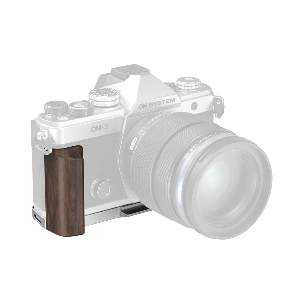Produktbild för SmallRig 5563 L-Shaped Mount Plate with Wooden Handle for OM SYSTEM OM-3