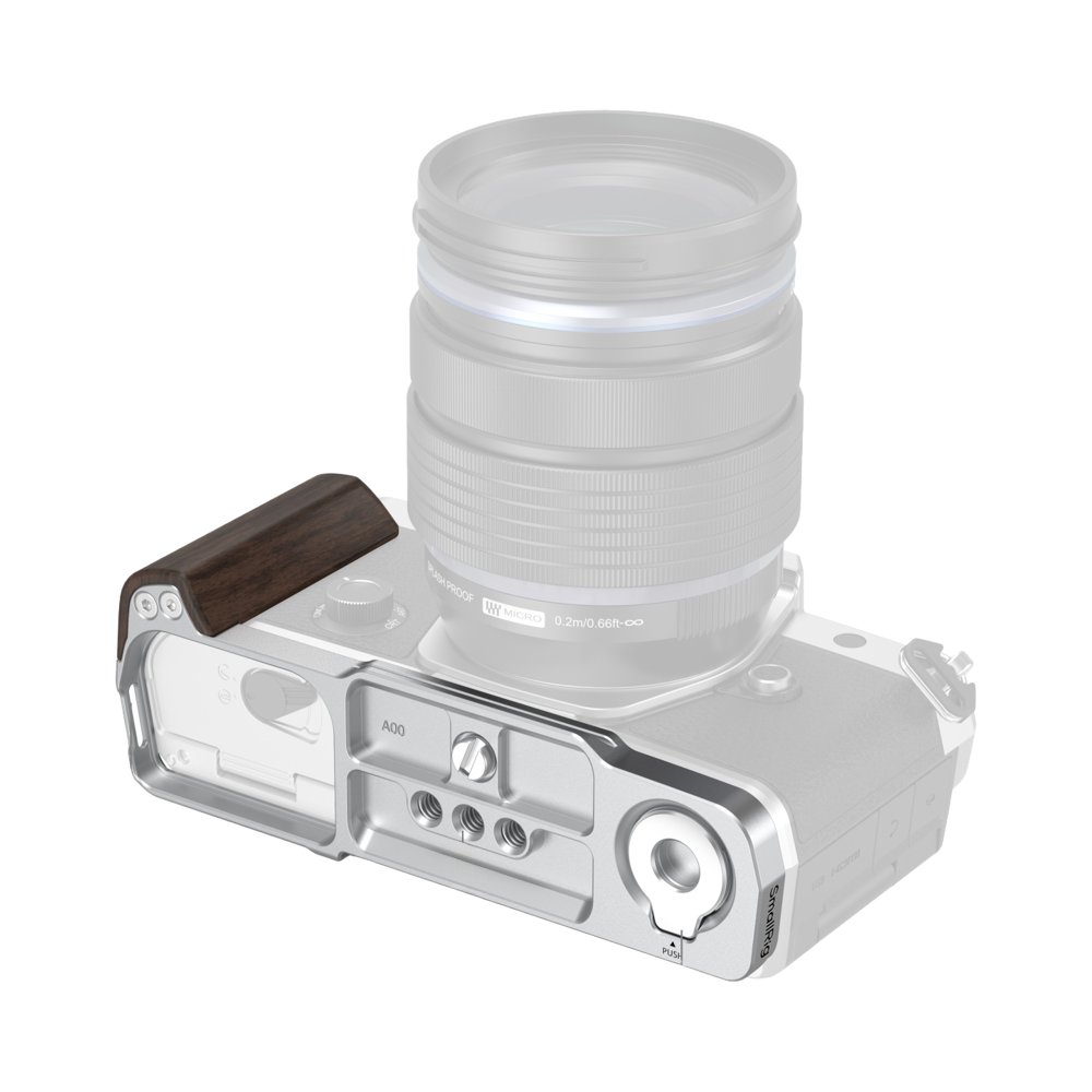Produktbild för SmallRig 5563 L-Shaped Mount Plate with Wooden Handle for OM SYSTEM OM-3