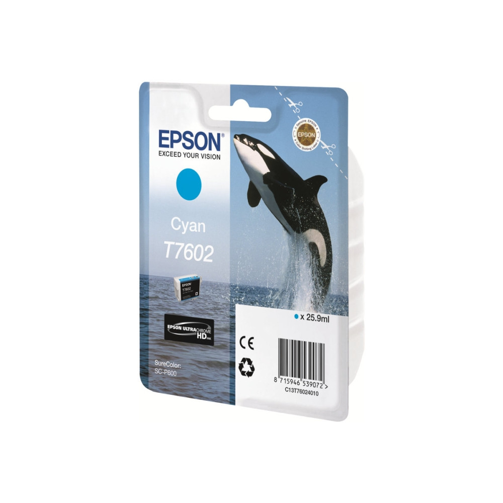 Produktbild för Epson T7602 - cyan - original - bläckpatron
