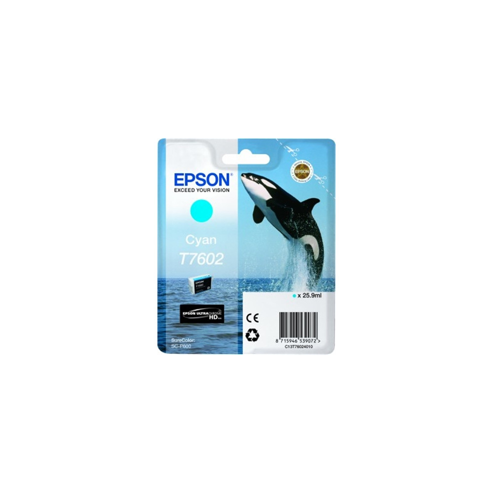 Produktbild för Epson T7602 - cyan - original - bläckpatron