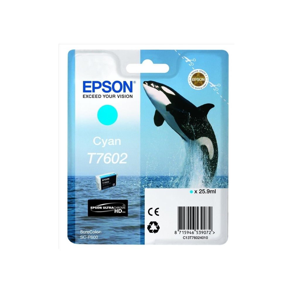 Produktbild för Epson T7602 - cyan - original - bläckpatron