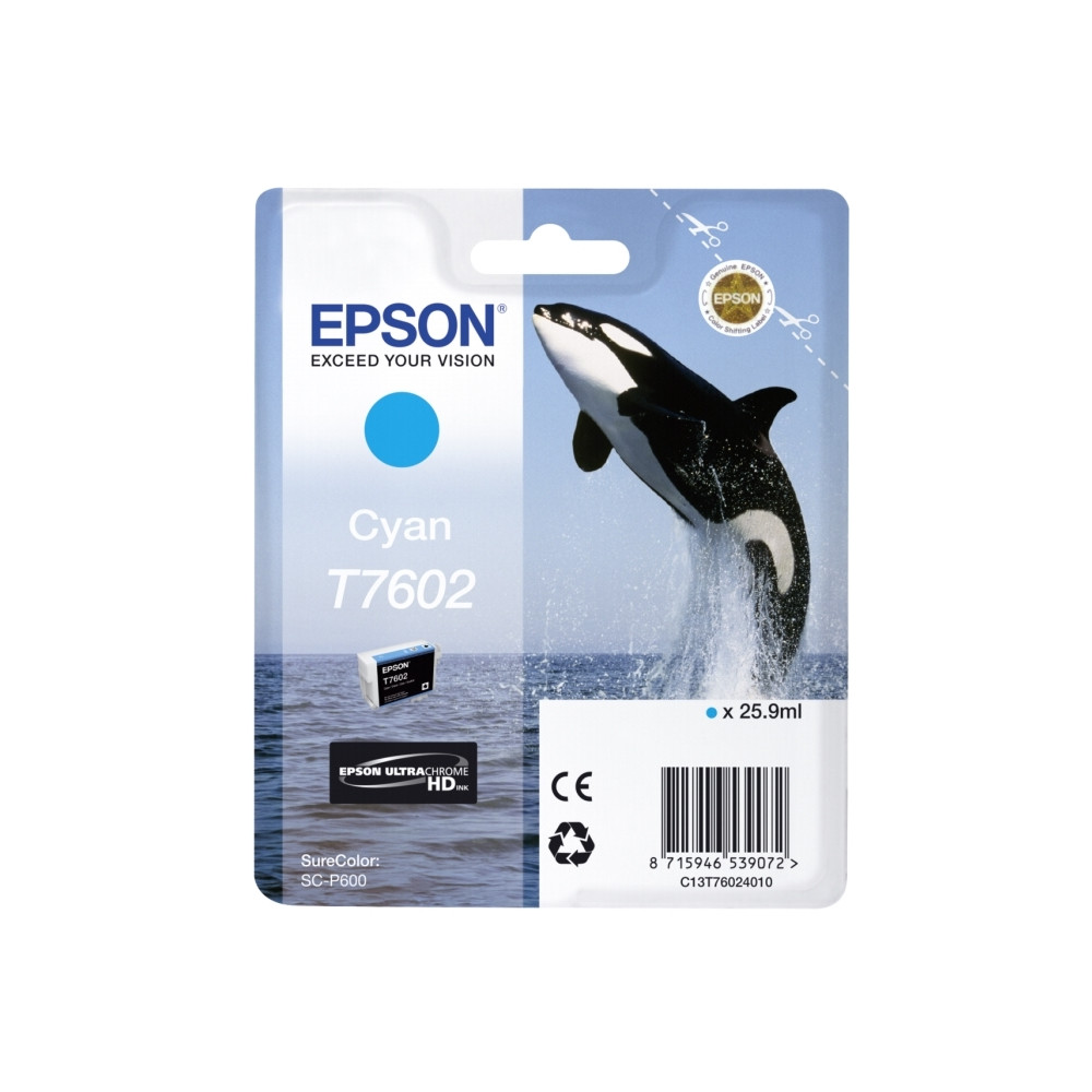 Produktbild för Epson T7602 - cyan - original - bläckpatron