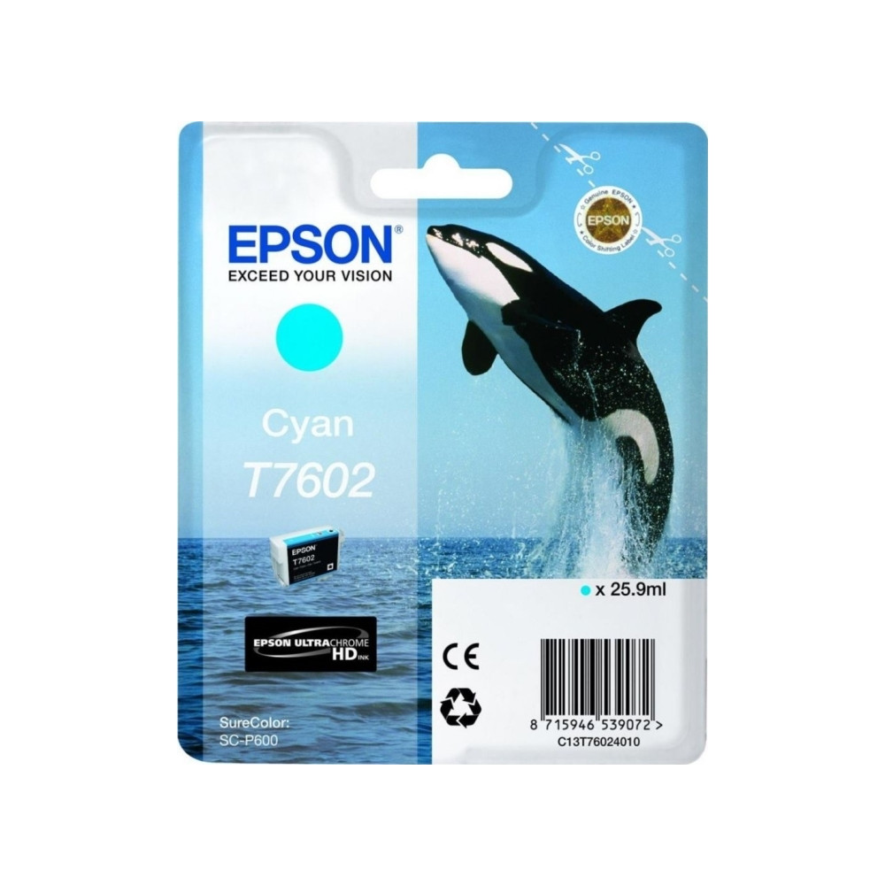 Produktbild för Epson T7602 - cyan - original - bläckpatron
