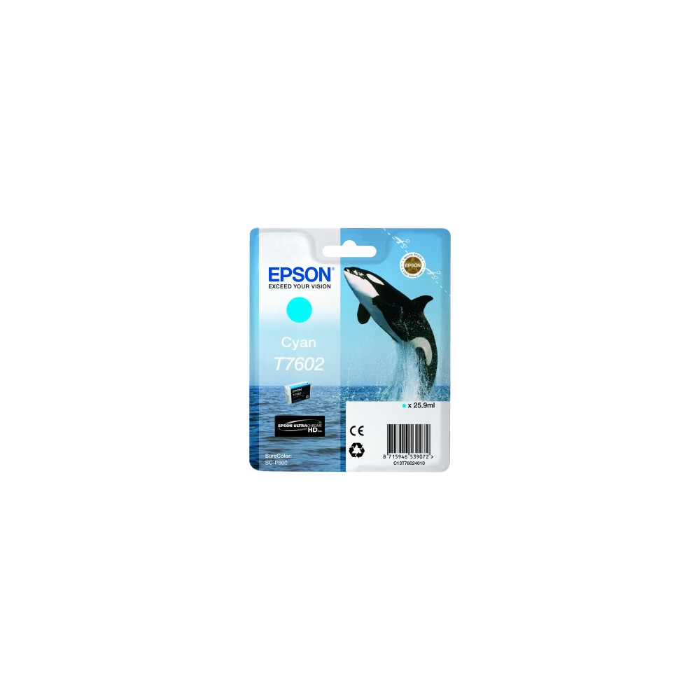 Produktbild för Epson T7602 - cyan - original - bläckpatron