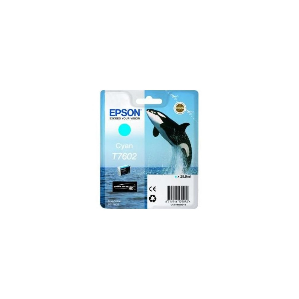 Produktbild för Epson T7602 - cyan - original - bläckpatron