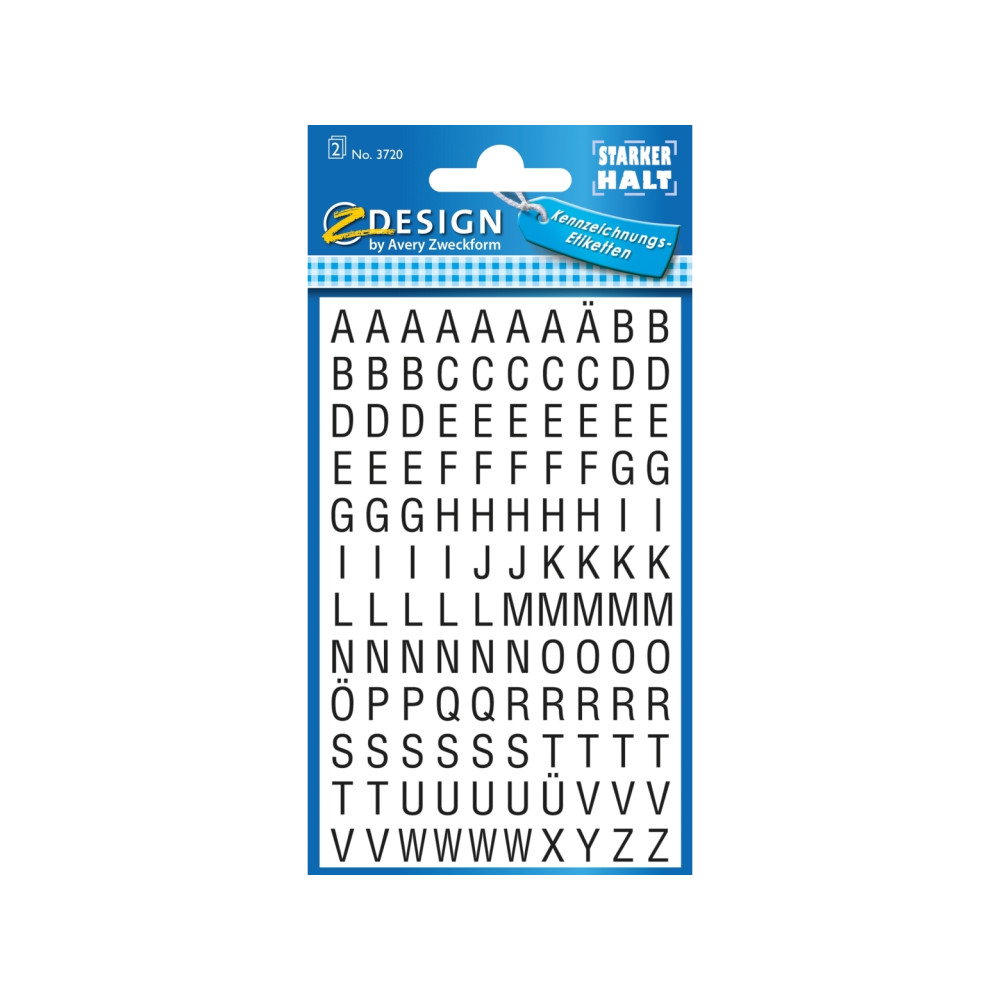 Produktbild för Z-Design 3720 etiketter med bokstäver, litet format, 240 eti...