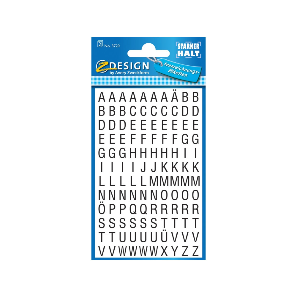Produktbild för Z-Design 3720 etiketter med bokstäver, litet format, 240 eti...