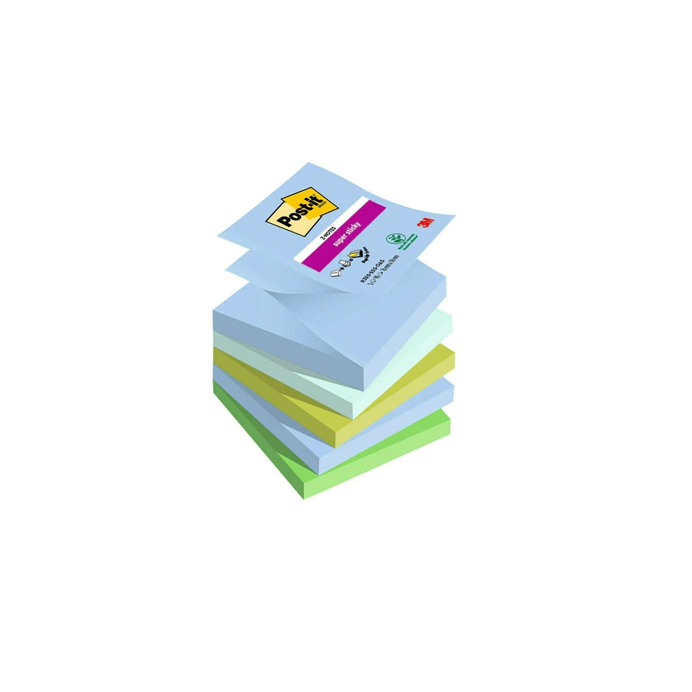 Produktbild för Post-It Super Sticky Z-Notes Oasis, 76 x 76 mm, pakke a 5 st...