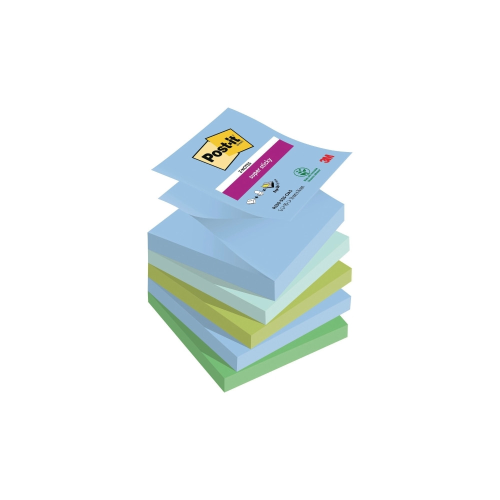 Produktbild för Post-It Super Sticky Z-Notes Oasis, 76 x 76 mm, pakke a 5 st...