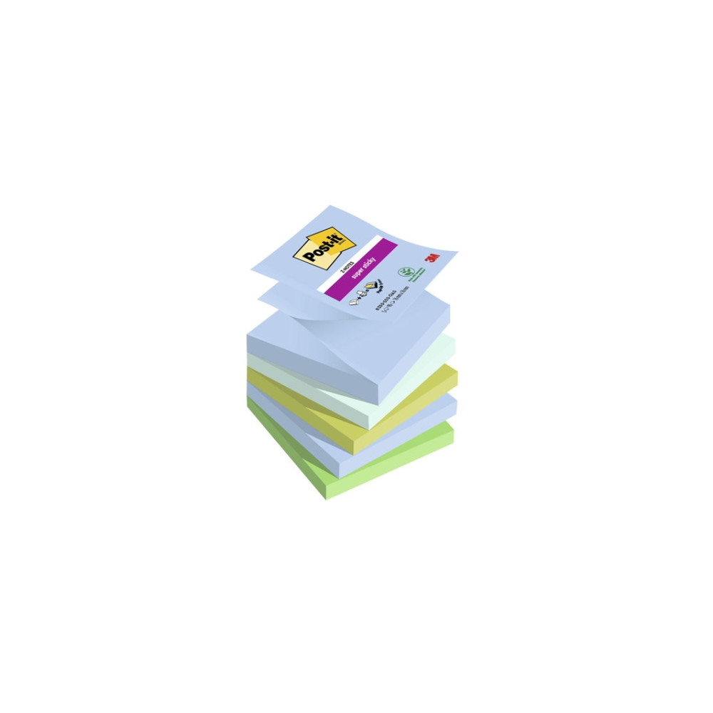 Produktbild för Post-It Super Sticky Z-Notes Oasis, 76 x 76 mm, pakke a 5 st...