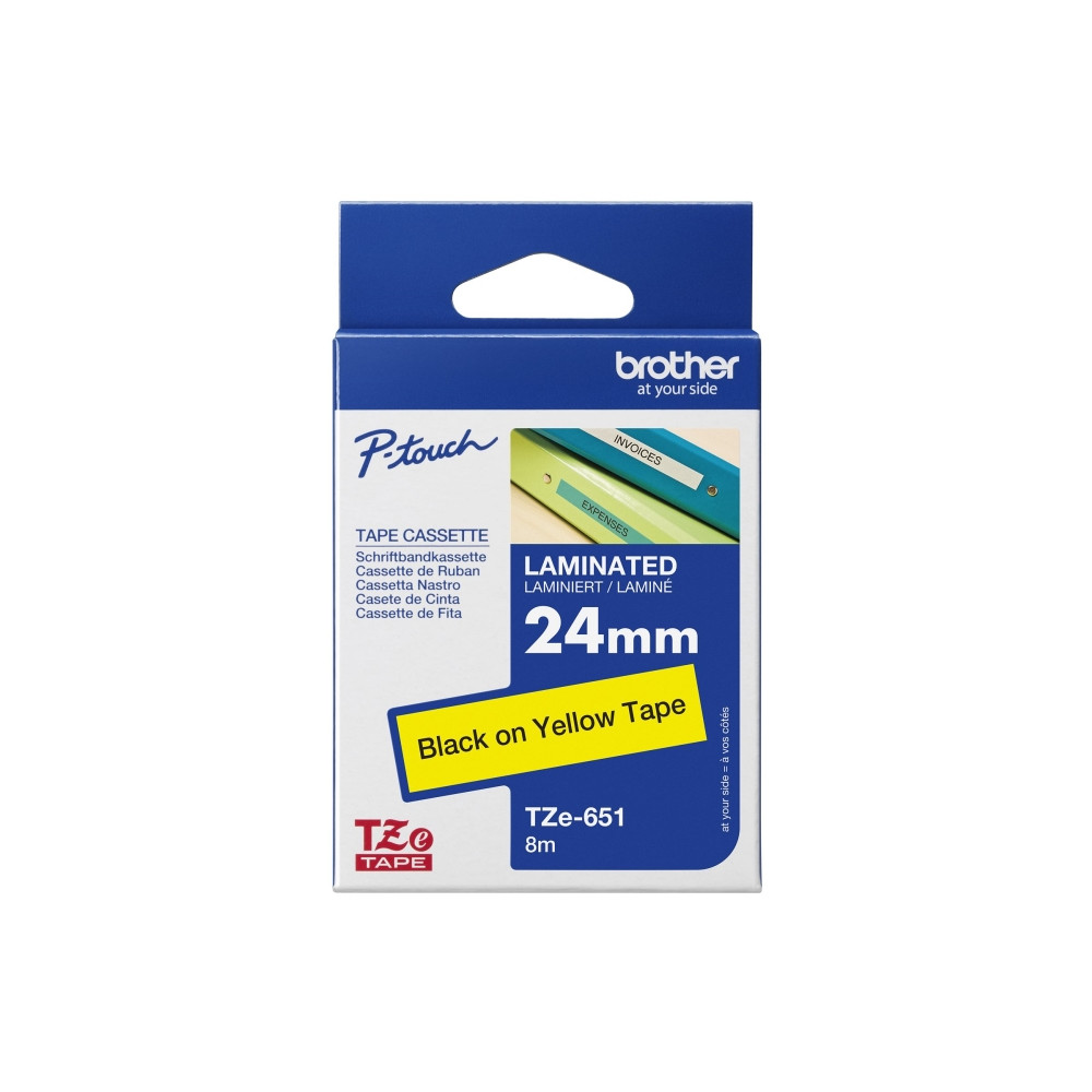 Produktbild för Brother TZe-651 - bandlaminat - 1 kassett(er) - Rulle ( 2,4 cm x 8 m)