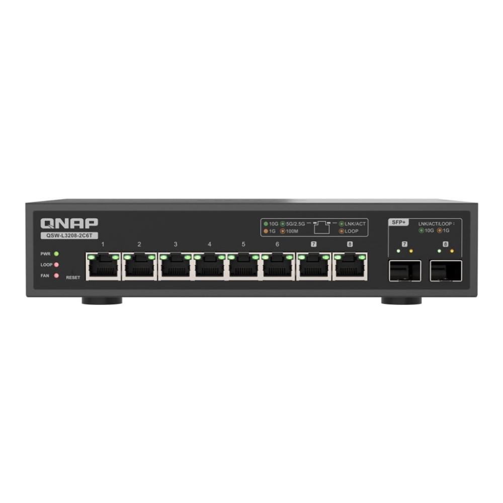 Produktbild för QNAP QSW-L3208-2C6T - switch - 8 portar - Administrerad