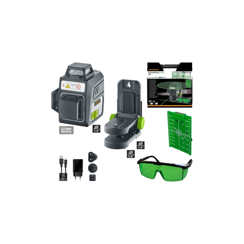 Produktbild för Laserliner PocketPlane-Laser 3G, 0,3 mm/m, 3,5°, 515 nm, Lin...