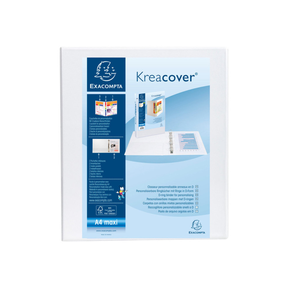 Produktbild för Exacompta Kreacover - presentationsringpärm - för A4 Maxi - vit