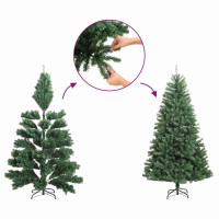 Produktbild för Konstgjord julgran med 50 LED-lampor med stativ Grön 64 cm PVC