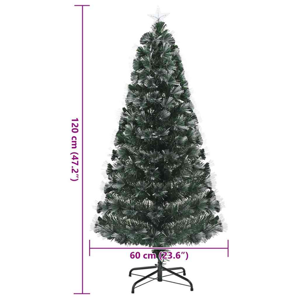 Produktbild för Konstgjord julgran med 120 LED-lampor Grön 120 cm PVC
