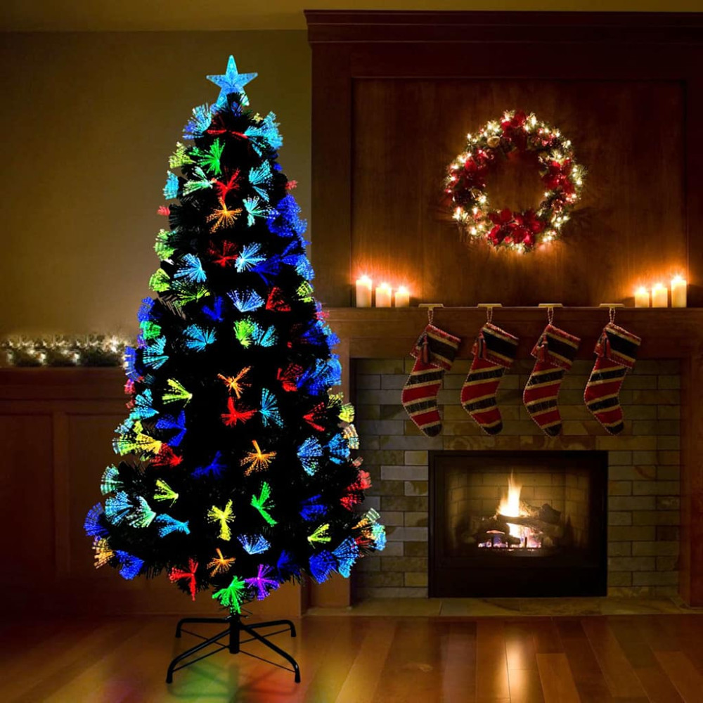 Produktbild för Konstgjord julgran med 210 LED-lampor Grön 180 cm PVC