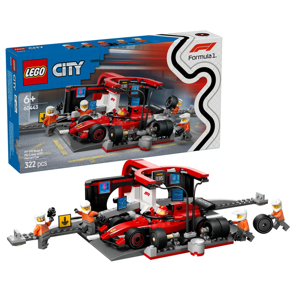 Produktbild för LEGO® City 60443 F1® Pit Stop & Pit Crew With Ferrari Car