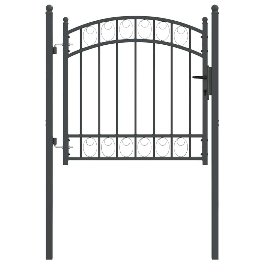 Produktbild för Staketgrind EMMEN 100 x 100 cm Pulverlackerad stål Grå Låsbar