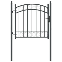 Produktbild för Staketgrind EMMEN 100 x 100 cm Pulverlackerad stål Grå Låsbar
