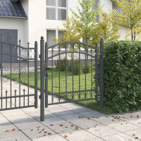 Produktbild för Staketgrind EMMEN 100 x 100 cm Pulverlackerad stål Grå Låsbar