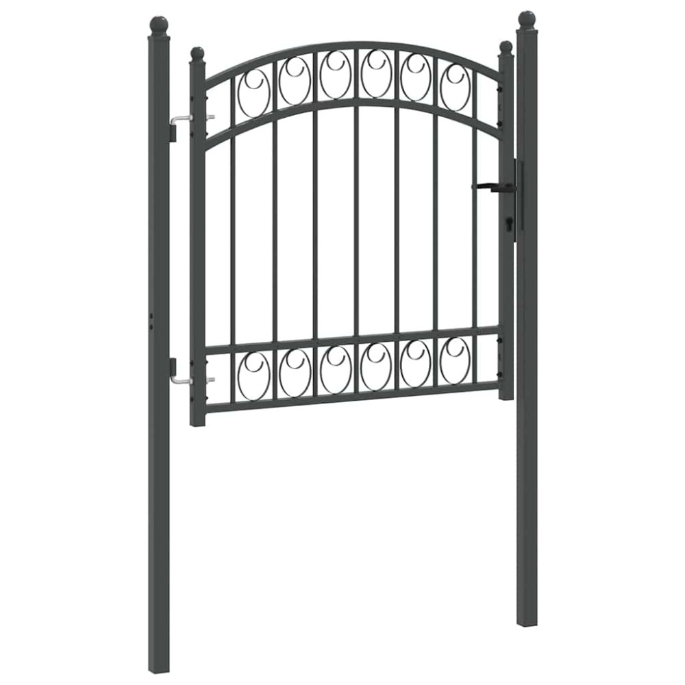 Produktbild för Staketgrind EMMEN 100 x 100 cm Pulverlackerad stål Grå Låsbar
